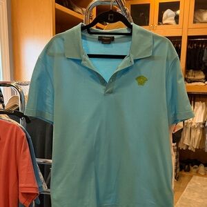 Versace Men's Aqua Polo Shirt